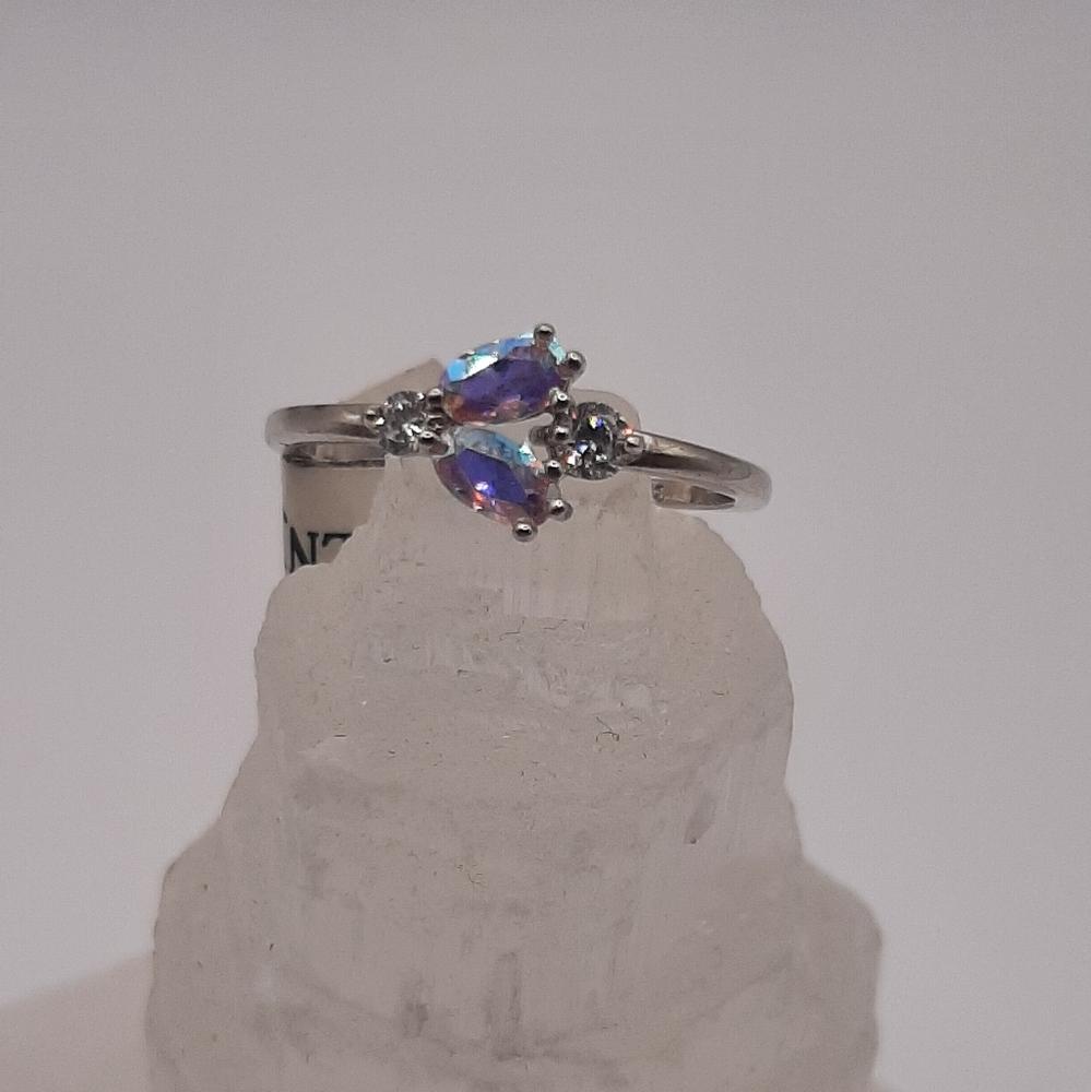 Sterling Silver Mystic Topaz Teardrop Ring - Purple Accent